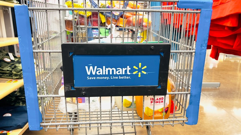 Walmart cart in aisle