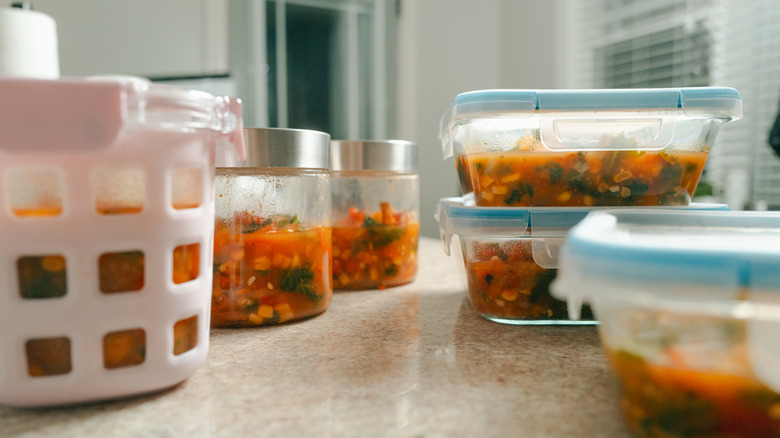 a variety of glass meal prep containers