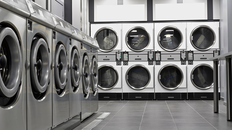 Interior of an empty laundromat