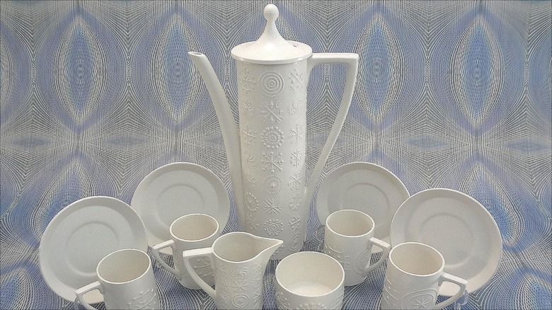 White Portmeirion Totem coffee set