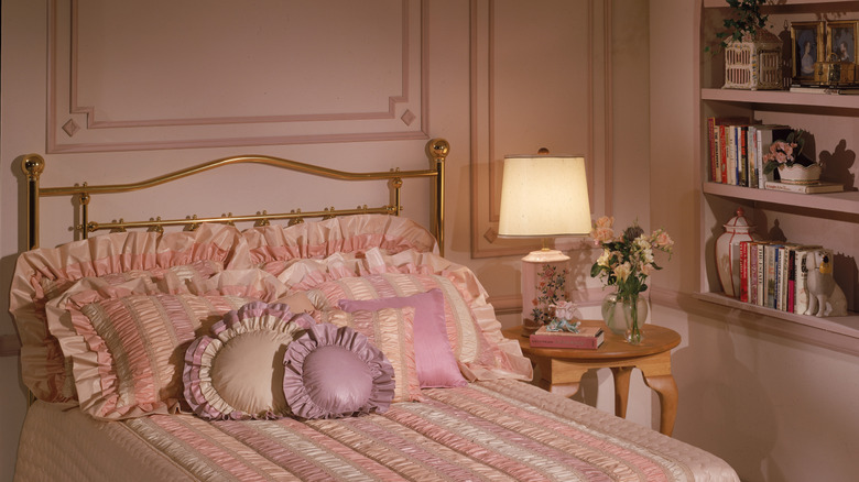 an elegant bedroom in the 1980s