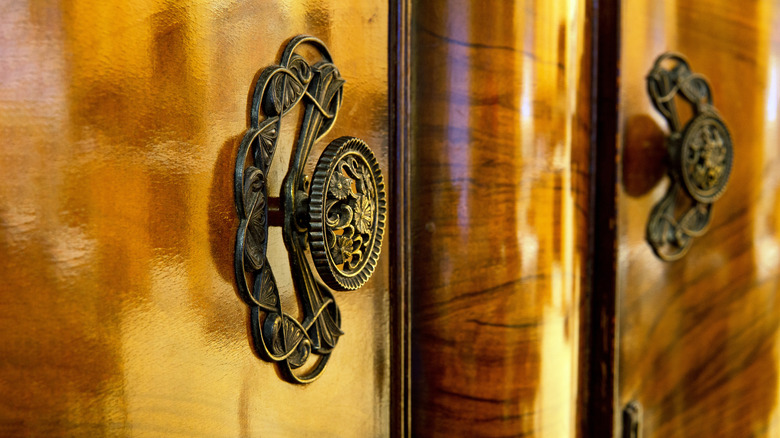 Burl wood with gold hardware