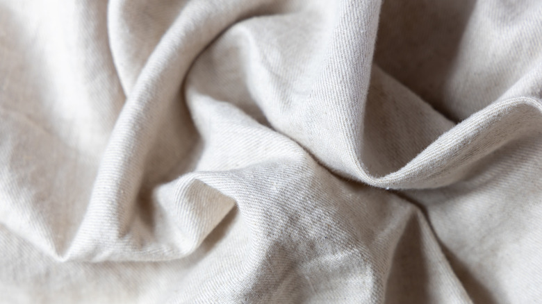 Close-up of rough linen sheet texture