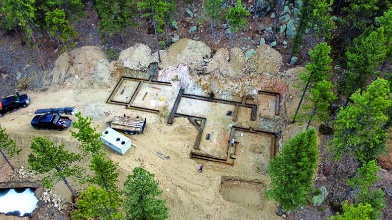 Aerial view of house foundation