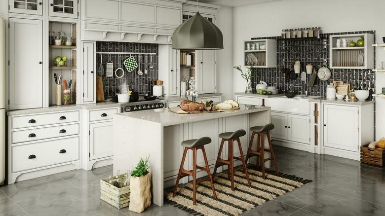 white kitchen with décor