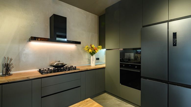 moody kitchen with soft touches