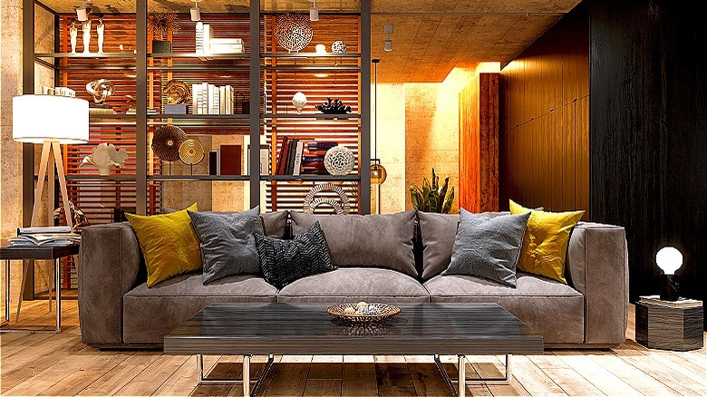 Beige sofa in living room