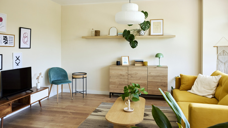 Living room filled with furniture