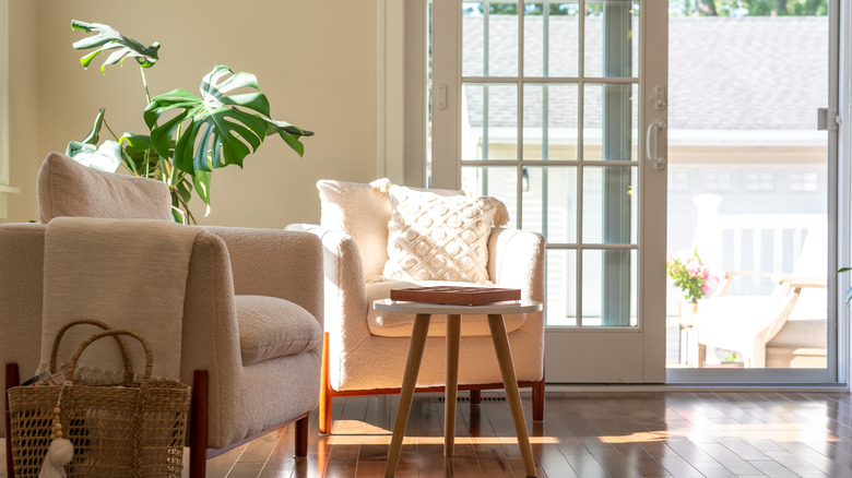 bright area by french doors