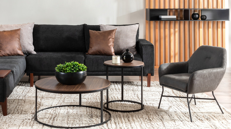 black furniture decor beige wall