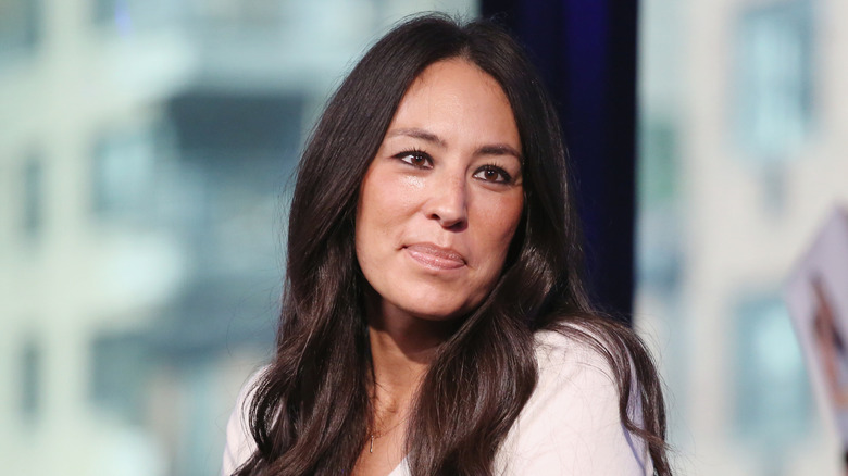 Joanna Gaines sitting down for an interview.