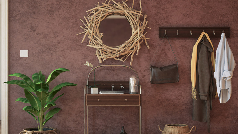 burgundy-painted entryway