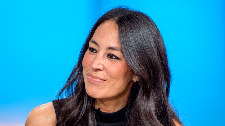 Joanna Gaines smiling during Fox & Friends interview
