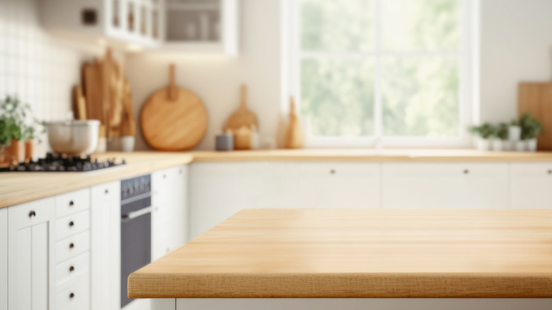 Bright kitchen with wood countertops