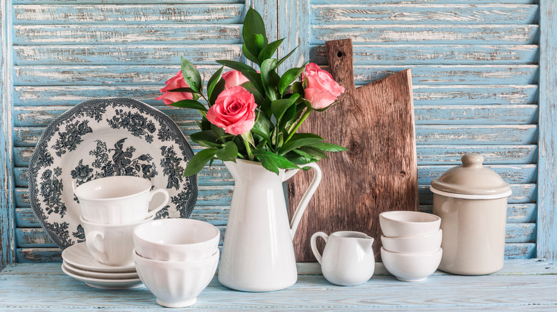 pitcher filled with flowers
