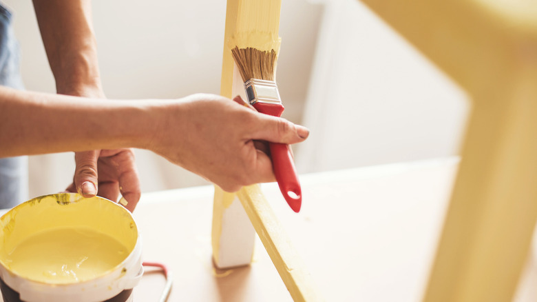 painting furniture legs yellow