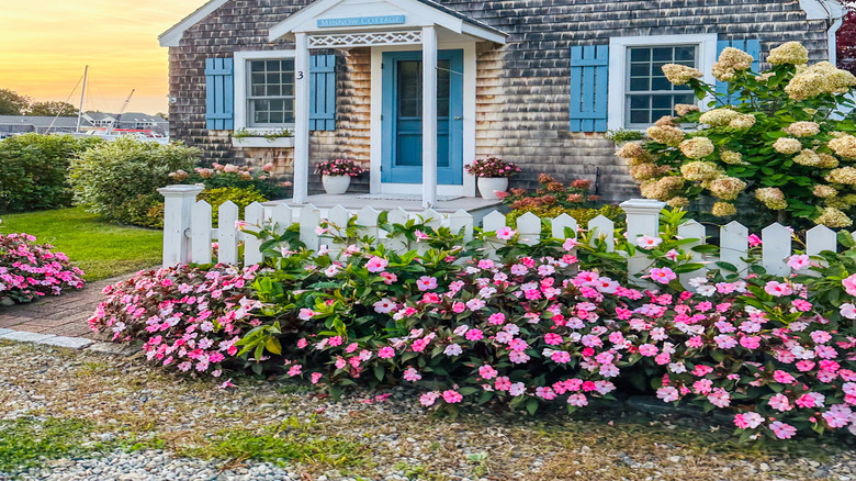 A home with blue-painted shutters.