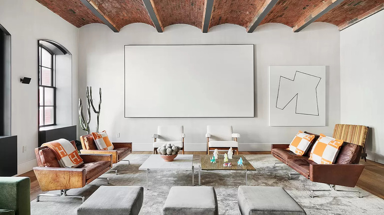 the loft's living and entertainment area