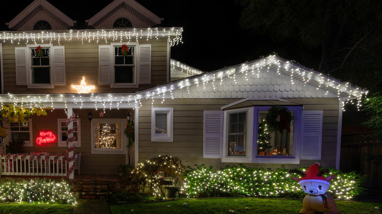 Outdoor LED Christmas lights at a home