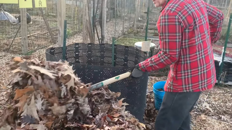 turning compost pile