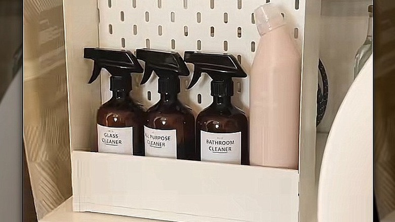 IKEA's VATTENKAR desk organizer being used as cabinet storage