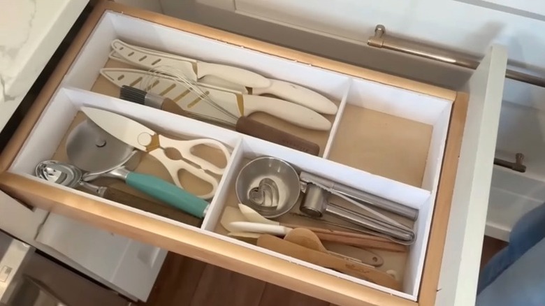 Kitchen drawer with DIY organizer inside