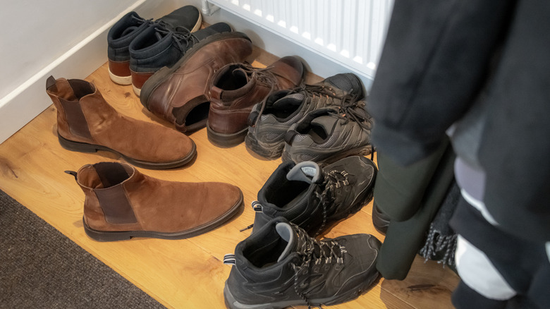 Shoes cluttering up the mud room