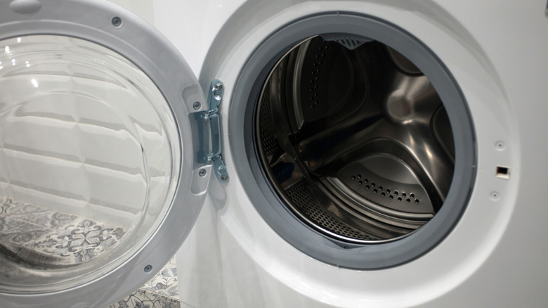 Open door of a front-loading washing machine
