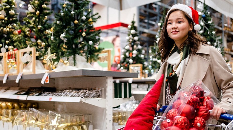 Shopper for decorations during Christmastime