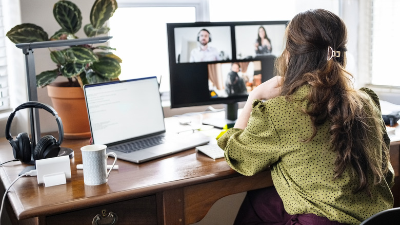 Woman sitting at her desk