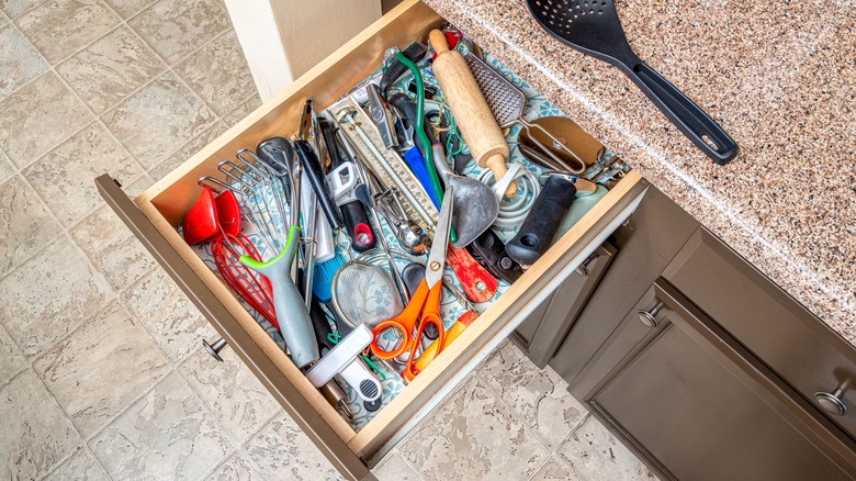 Open kitchen junk drawer