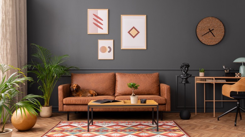 modern living room gray wall