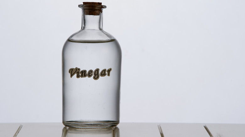 White vinegar on table