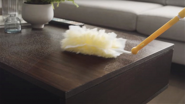 Swiffer dusting coffee table