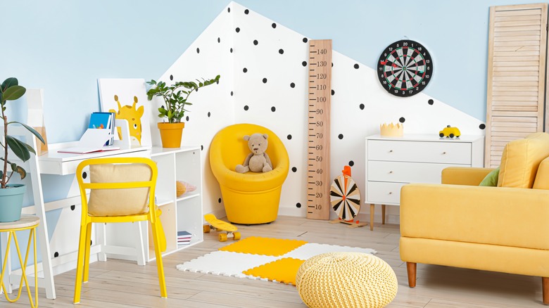 yellow and white kids' room