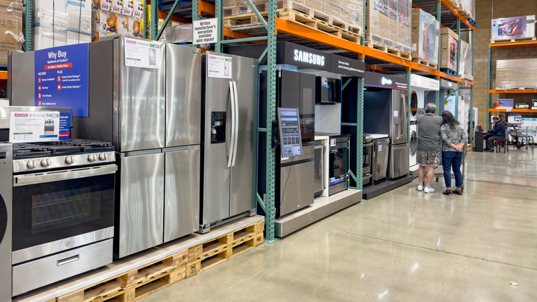Refrigerators on display at Costco.