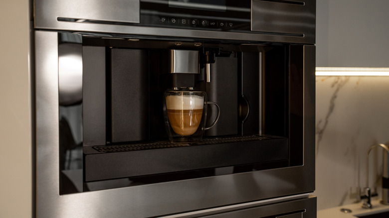 Built-in coffee maker in a kitchen