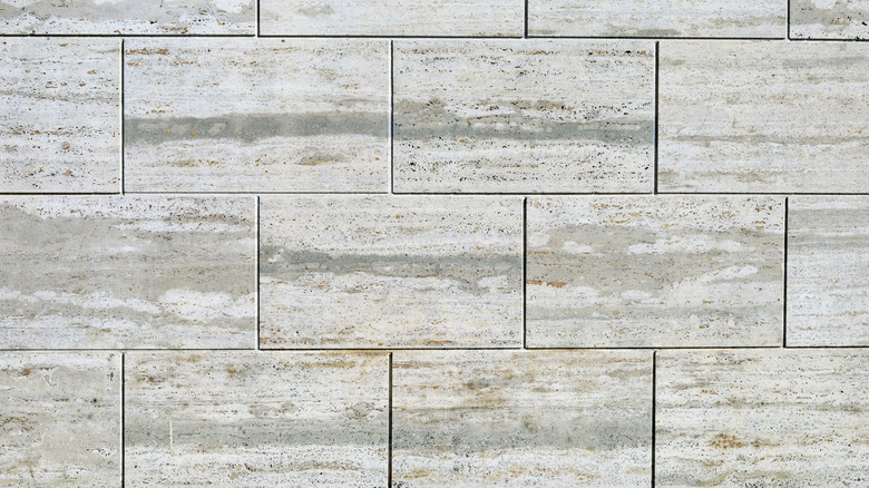 Large vein cut travertine tiles.