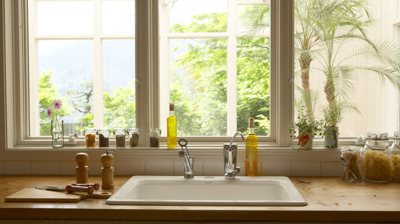 kitchen with screen mosquito net