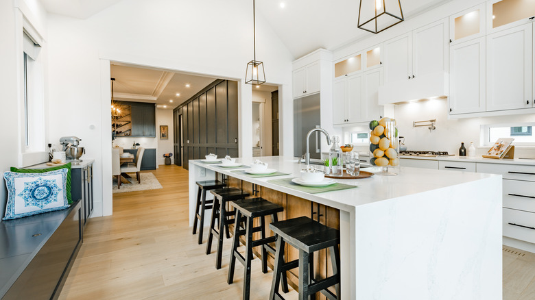 white spacious kitchen with open layout