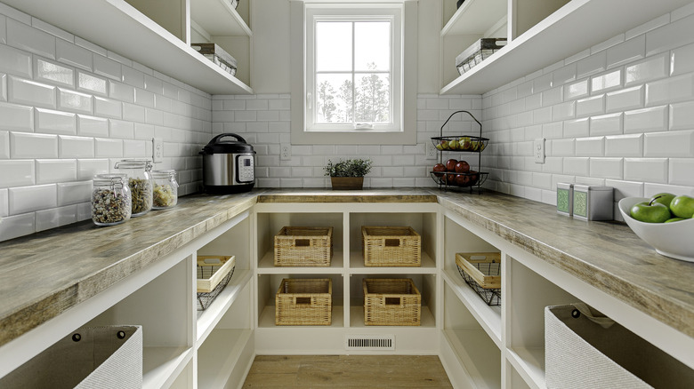 An organized butler's pantry