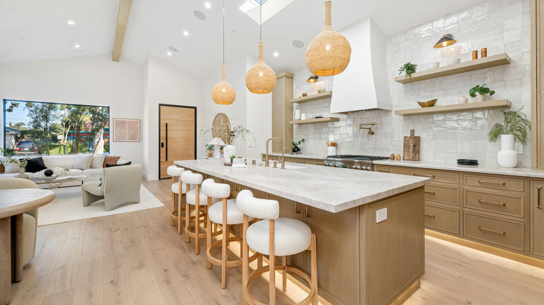 Kitchen filled with open shelving