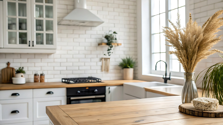 Sun drenched, theme-y farmhouse kitchen