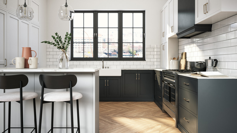 Contemporary black and white kitchen