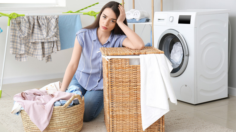 woman frustrated by laundry