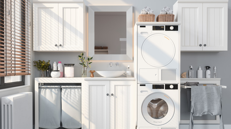 modern white laundry room