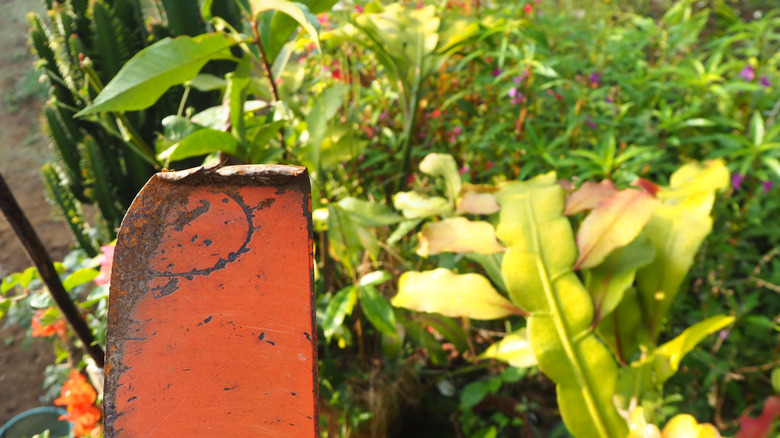A bent lawn mower blade