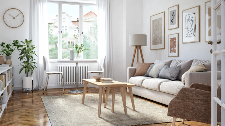 Inviting white apartment living area