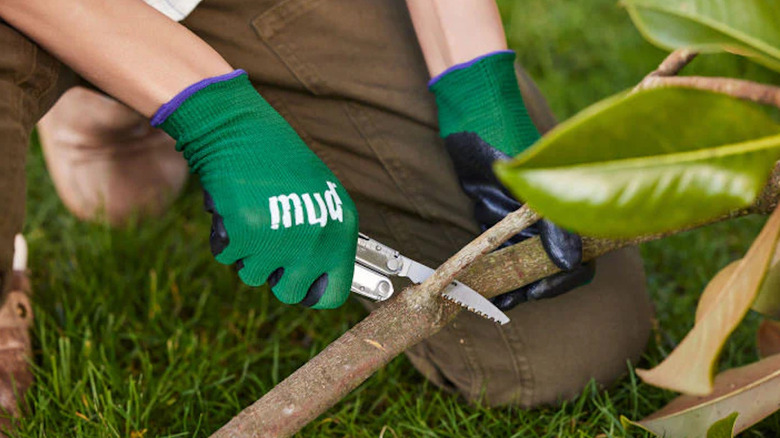 A man using one of Leatherman's gardening tools
