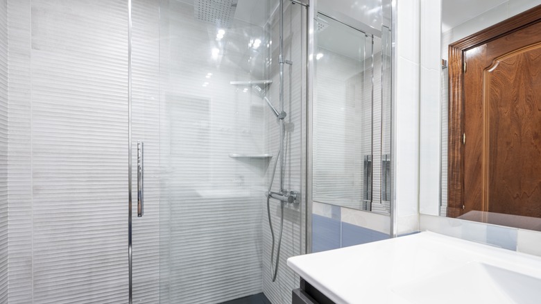 frameless shower door bathroom